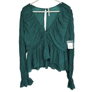 Free People Daia Peplum Top Womens Medium Fairy Goth Romantic Holiday Party NWT